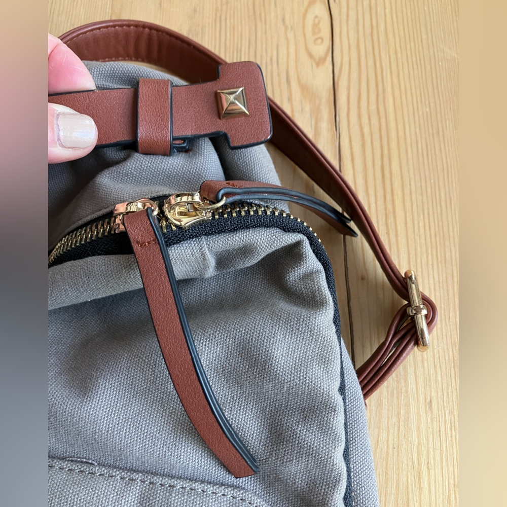 Antik Kraft Tan Canvas Mixed Media Backpack - Picture 8 of 9